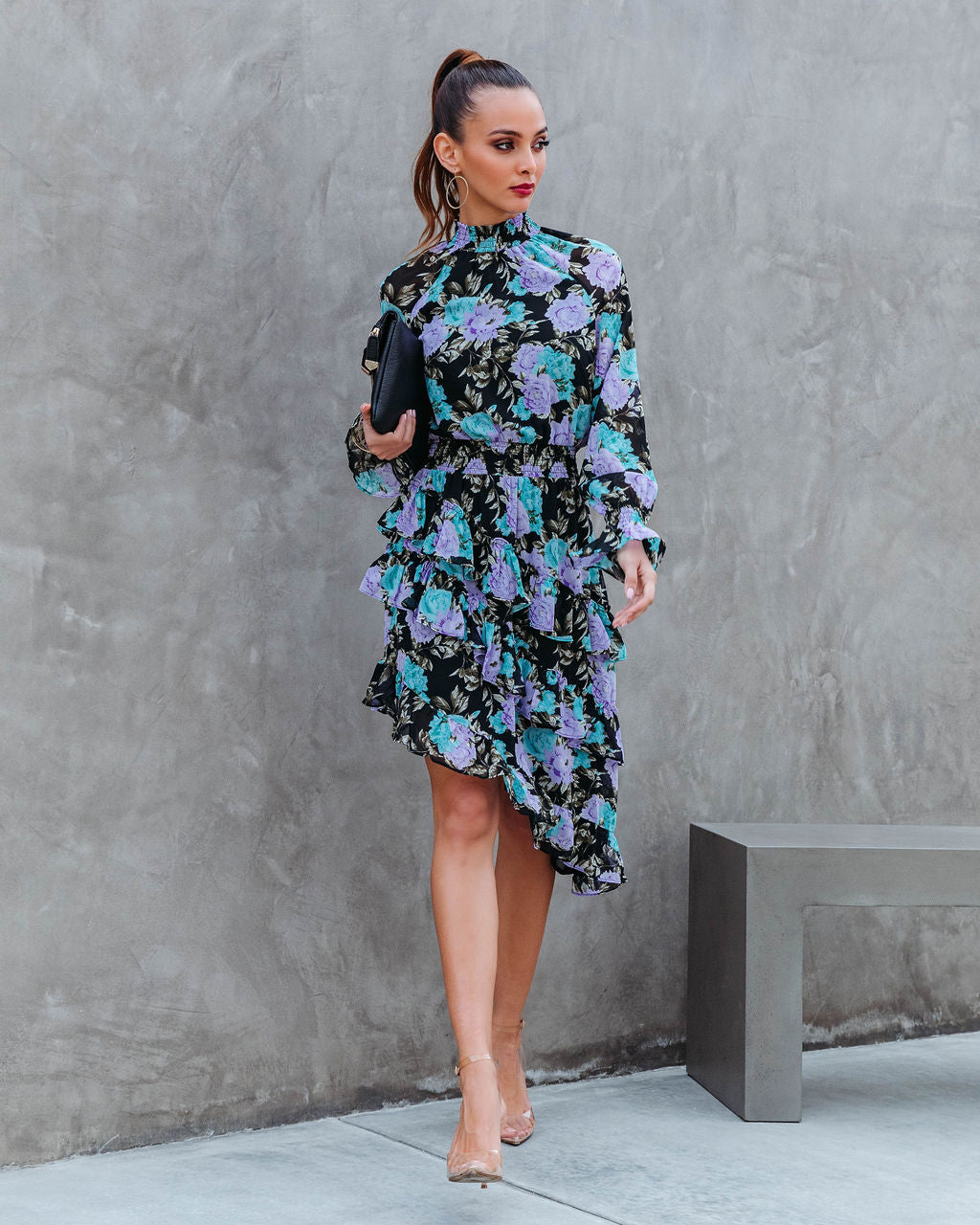 Maddox Floral Asymmetrical Midi Dress - Se7enfashion