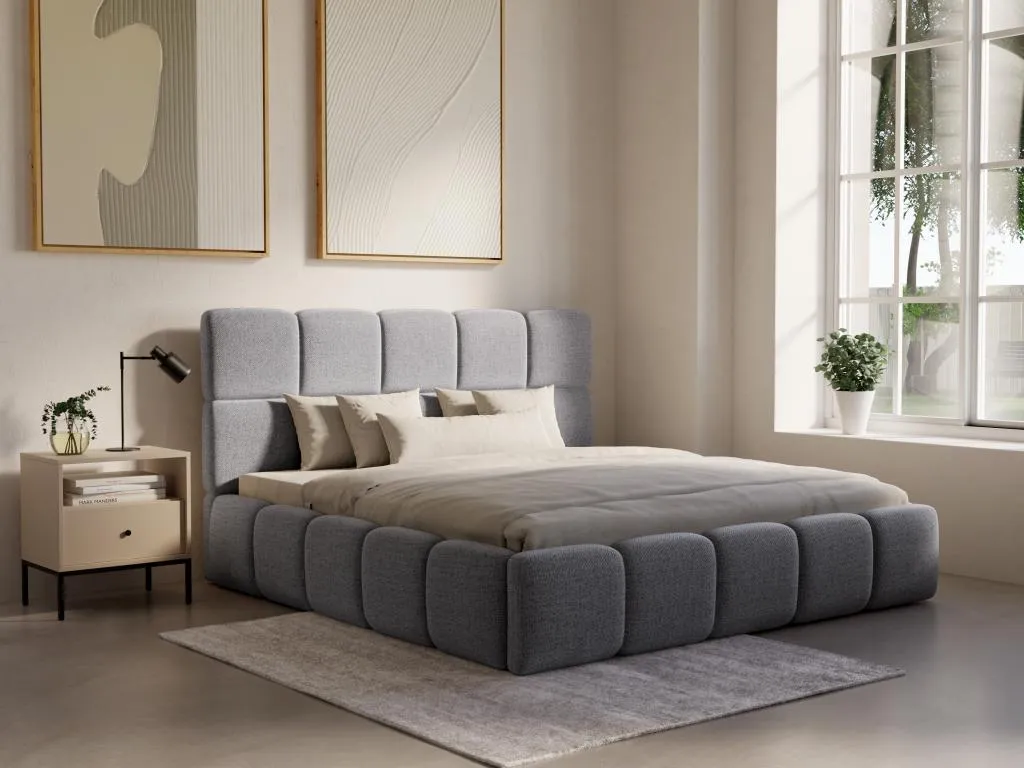 Canapé abatible de 140x190 cm - Tela texturizada - Gris - Kavehomedeco 24966MXFC