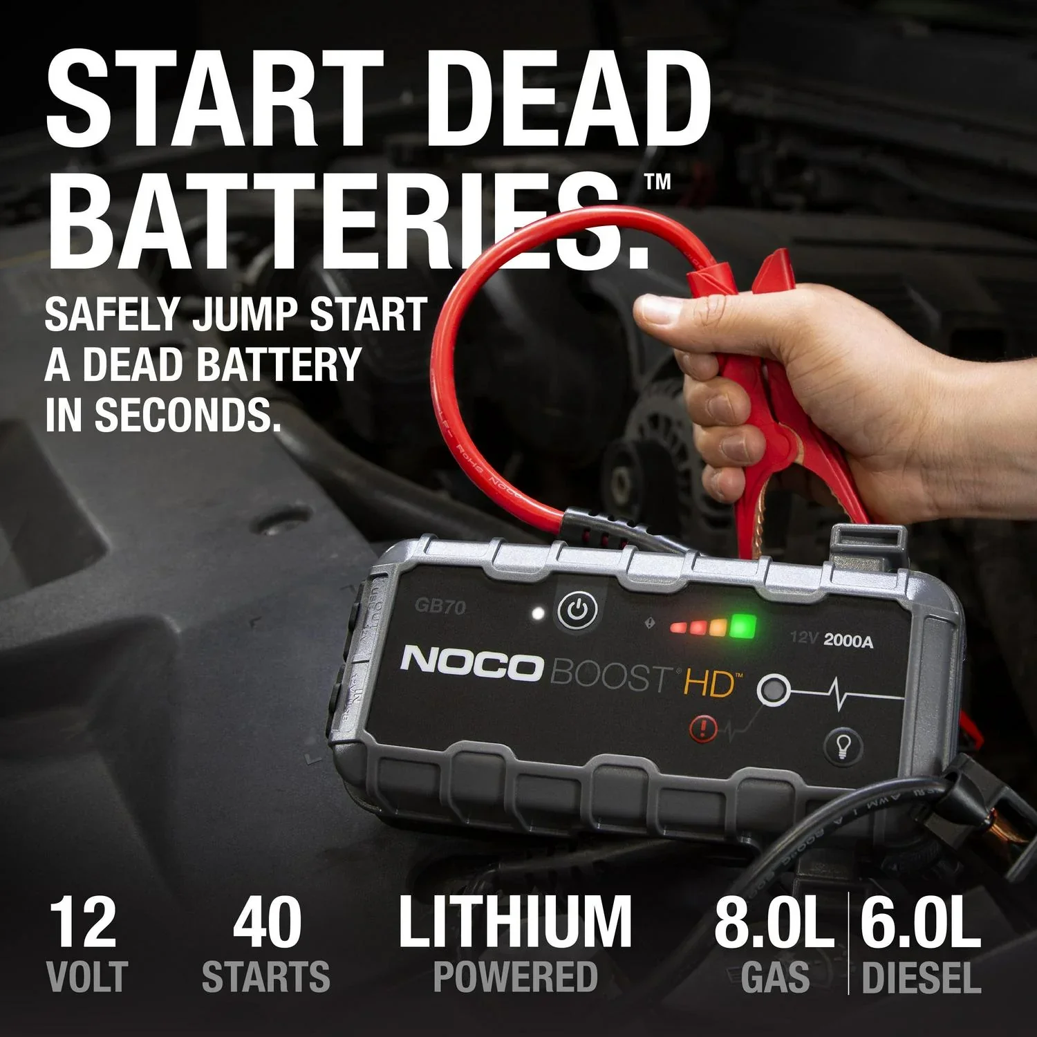 NOCO Boost HD GB70 2000A 12V UltraSafe Portable Lithium Jump Starter - Image 2 NOCO Boost HD GB70 2000A 12V UltraSafe Portable Lithium Jump Starter - Image 2
