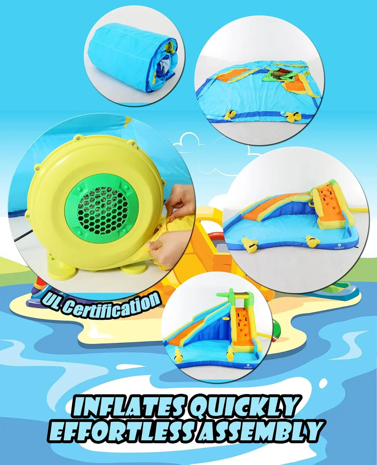 ROOJER Inflatable Water Slide Bounce House 8-in-1 With 450W Blower - Crocodile Water Park - Image 17 ROOJER Inflatable Water Slide Bounce House 8-in-1 With 450W Blower - Crocodile Water Park - Image 17