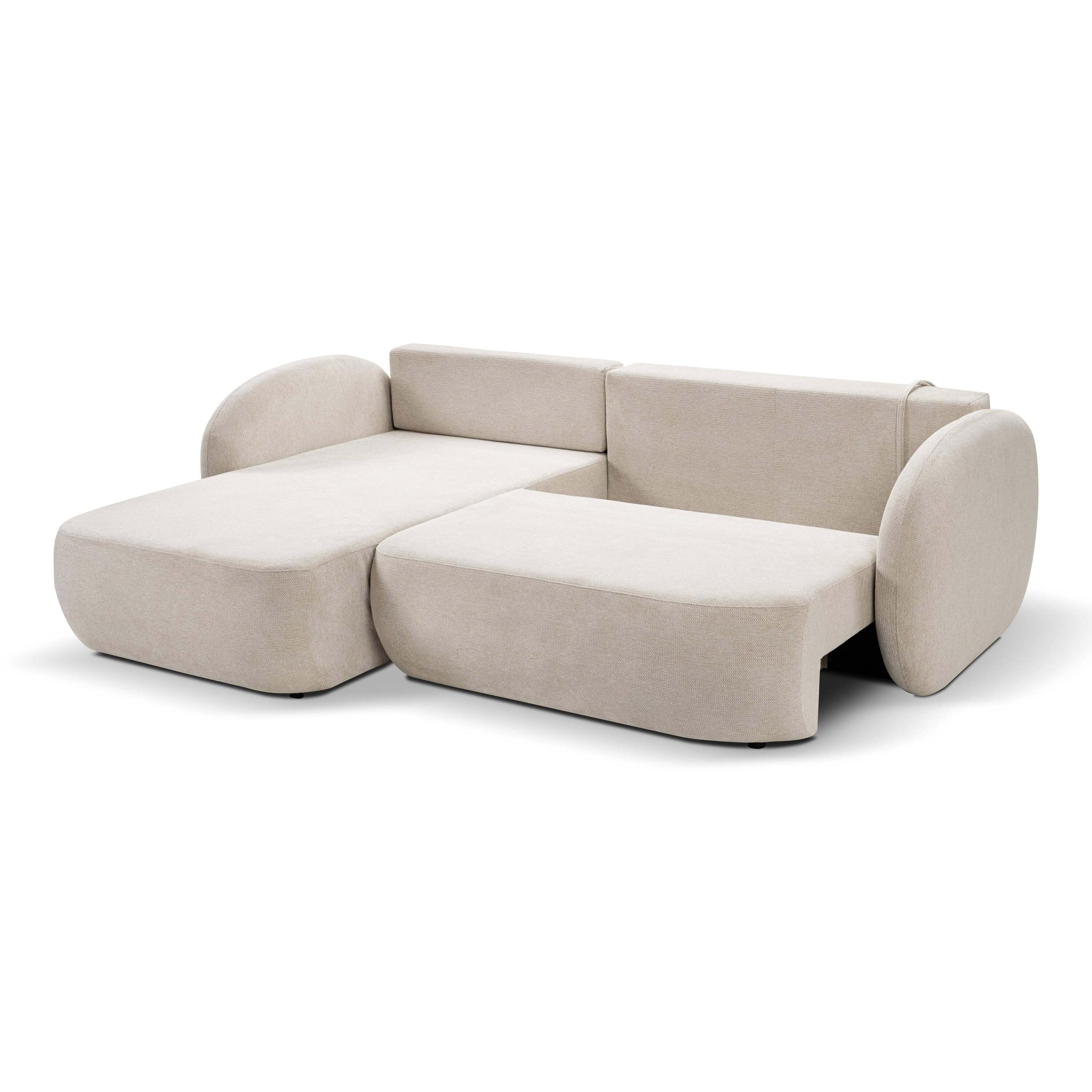 Blokker Orin Hoekbank Links met Slaapfunctie - Chenille - Beige