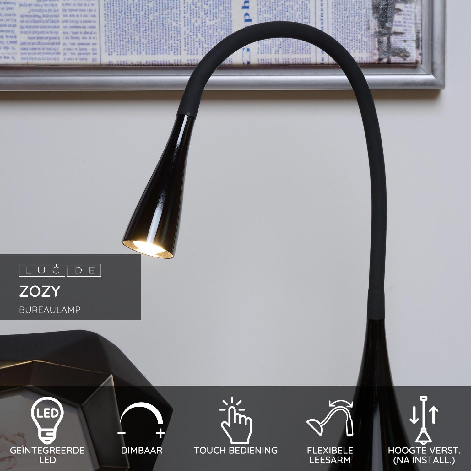 Lucide ZOZY Bureaulamp - Zwart