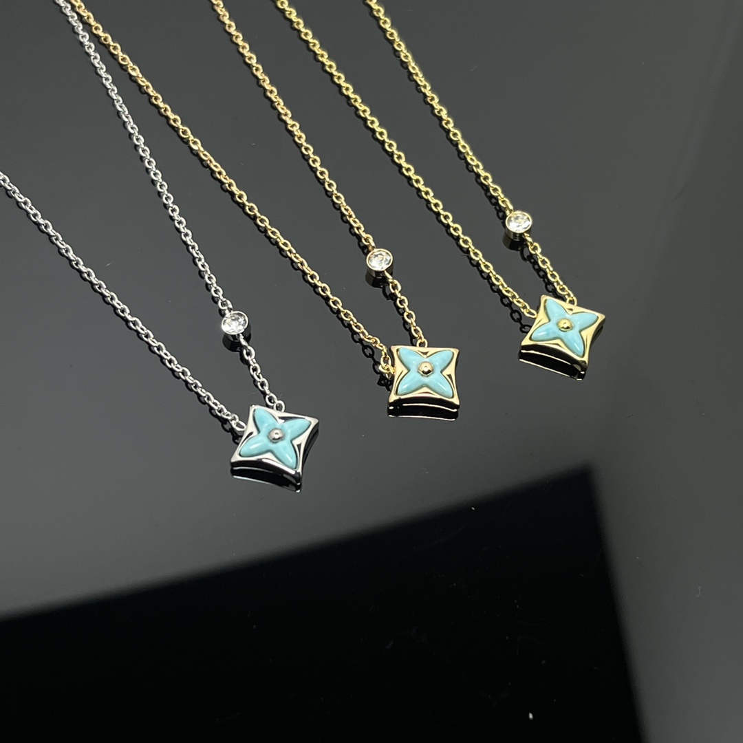 Louis Vuitton Blue Amazonite BB Star Pendant Necklace - Original Replica Club