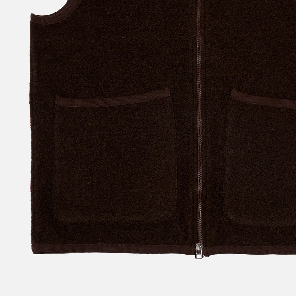 Universal Works - Veste Laine Zip - Marron