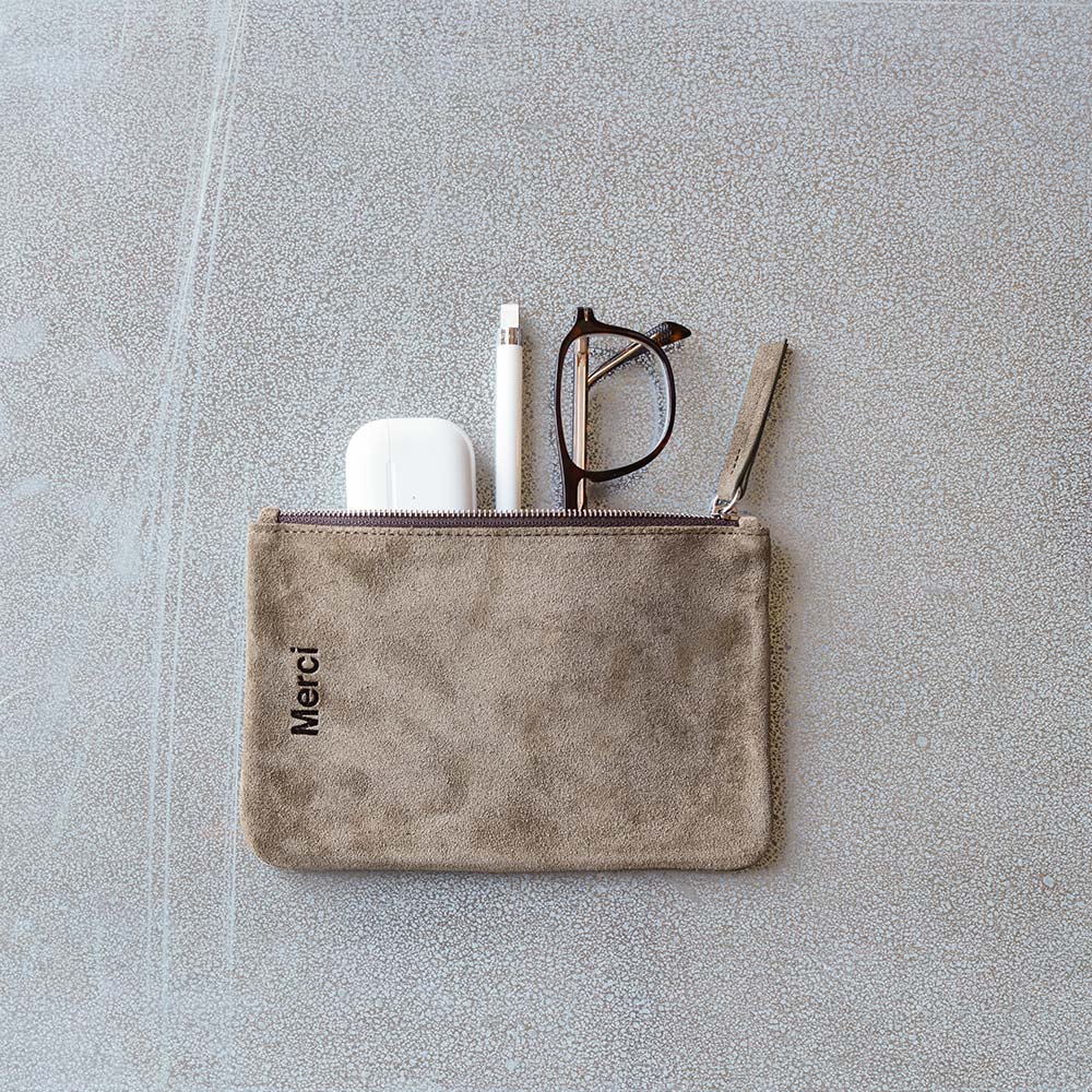 Merci - Pochette en daim - Truffle