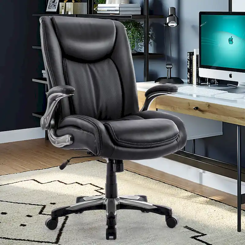 Ergonomic Office Chair with High Back Flip Up Armrests and Rolling Base