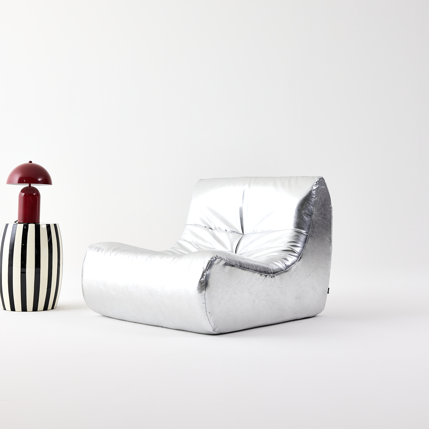 Sokol silver - Sillón retro de cuero sintético, 1 plaza