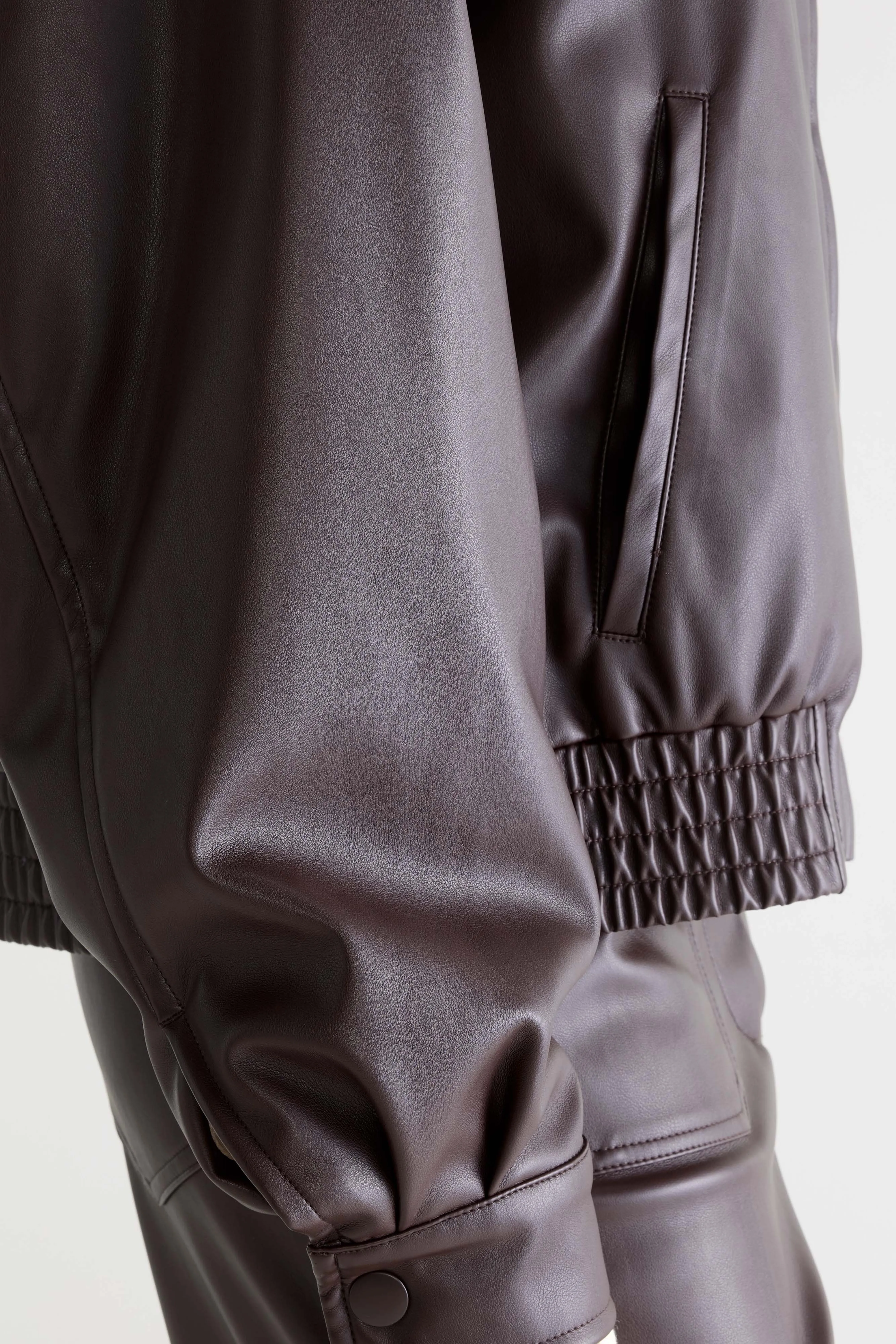 Bellerose Jenn faux-leather jacket (261 / W / DARK ROAST)