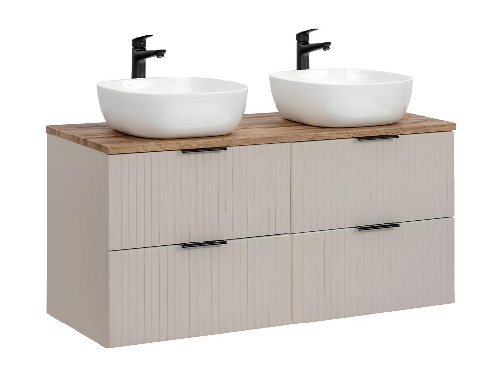 Conjunto de muebles con doble lavabo 120cm y columna Adriel Cachemira y Madera