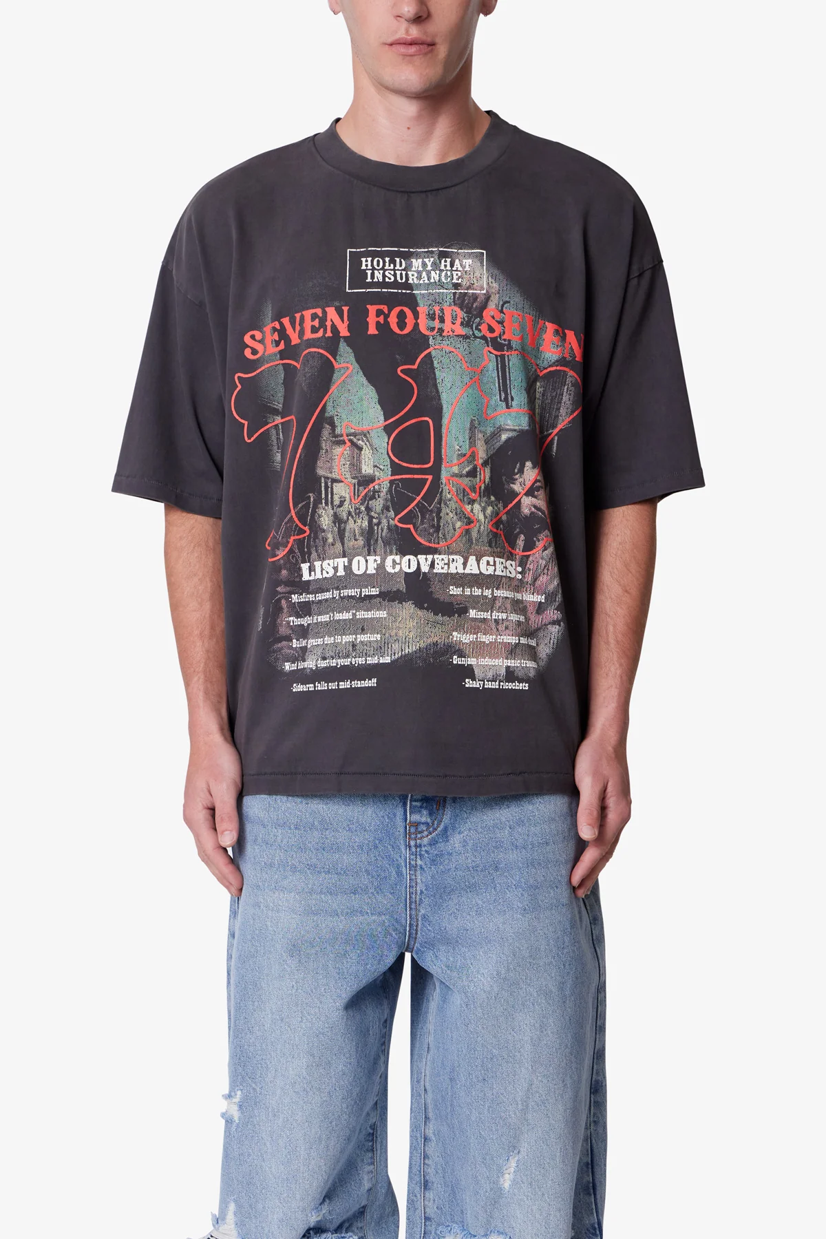 747 Printed Tee - Washed Black