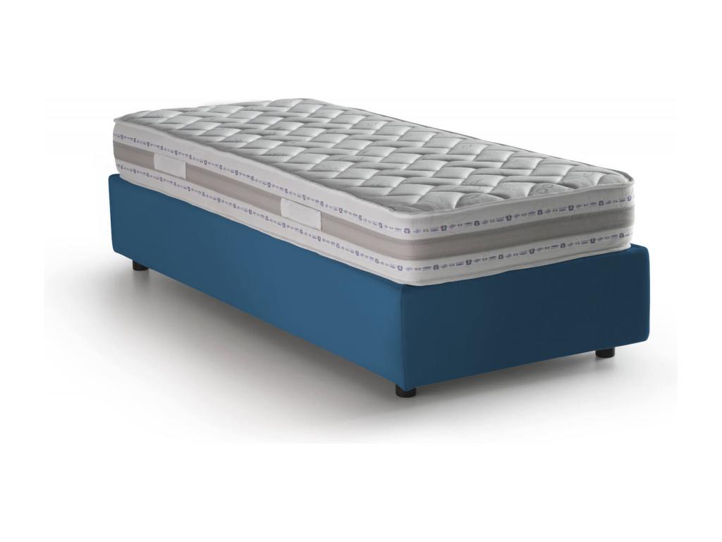 Cama individual Dgalle, Cama contenedor con revestimiento de tela, 100% Made in Italy, Apertura frontal, adecuado para colchón Cm 90x200, Azul