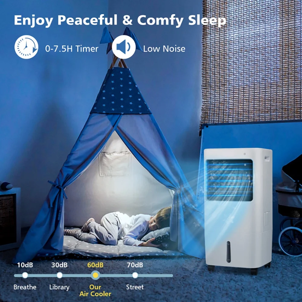 Spaco Evaporative Portable Air Cooler Fan w/ Remote Control, Air Conditioners, Mist Cooling Fan, Portable Ac Units for Rooms, Bedroom, Office, White - Image 3