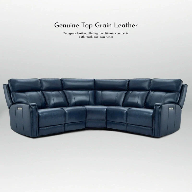 104" 3-Color Genuine Leather Power Reclining Sectional Sofa with Zero Gravity Feature, USB & USB-C Ports, and 2 Stationary Armless Chairs