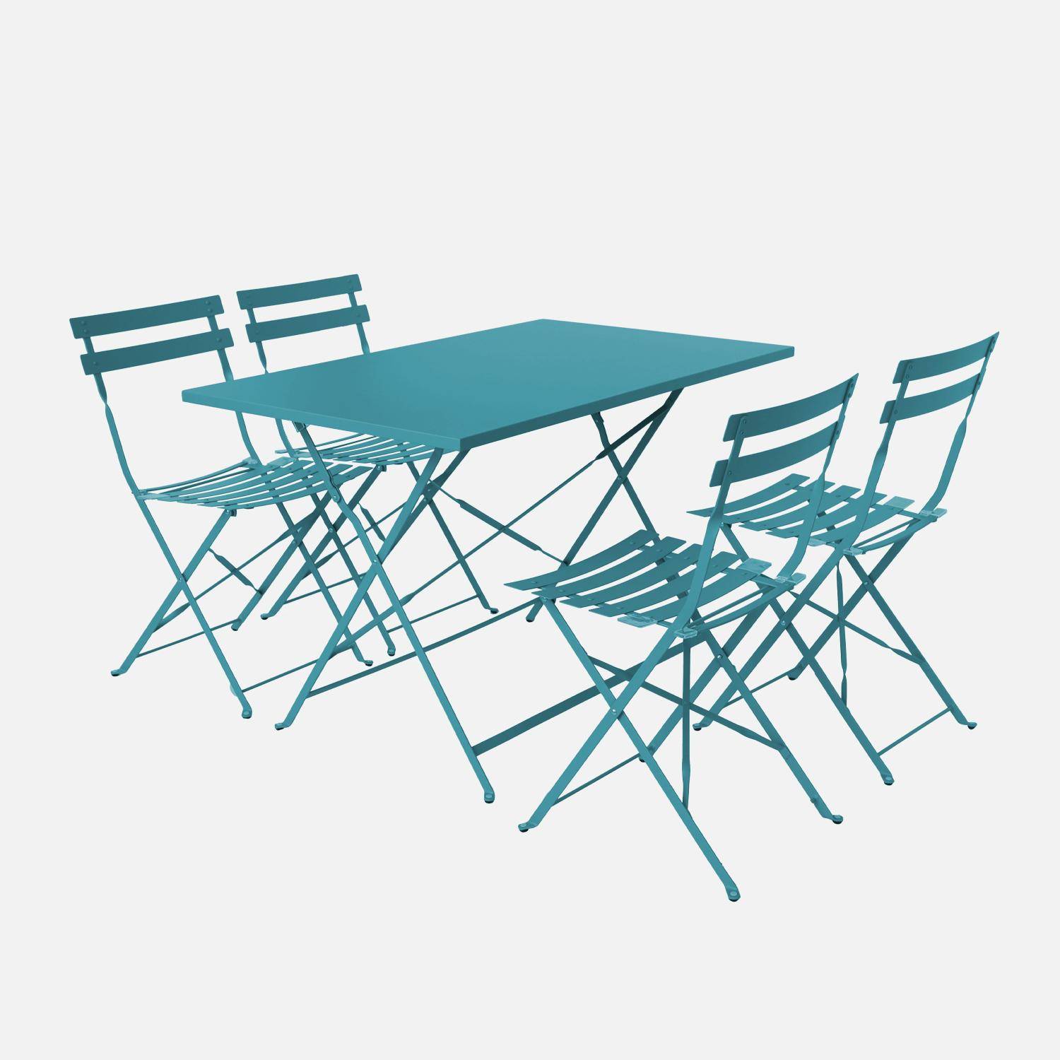 Emilia - Set mesa de jardín bistró plegable de acero con 4 sillas, 110cm