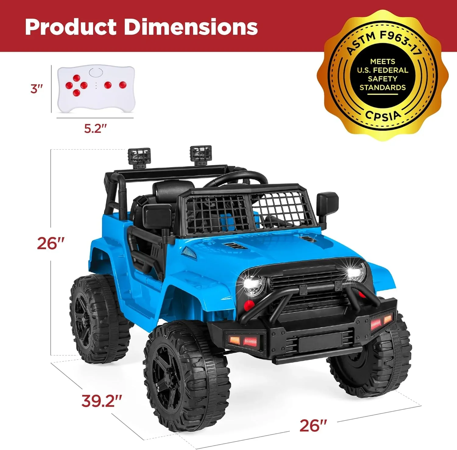 Best Choice Products 12V Kids Ride-On Truck Car with Spring Suspension and LED Lights