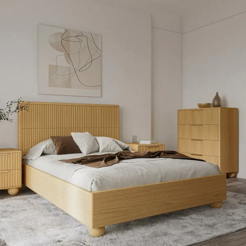 Modrest Winters Contemporary Natural Oak Bed