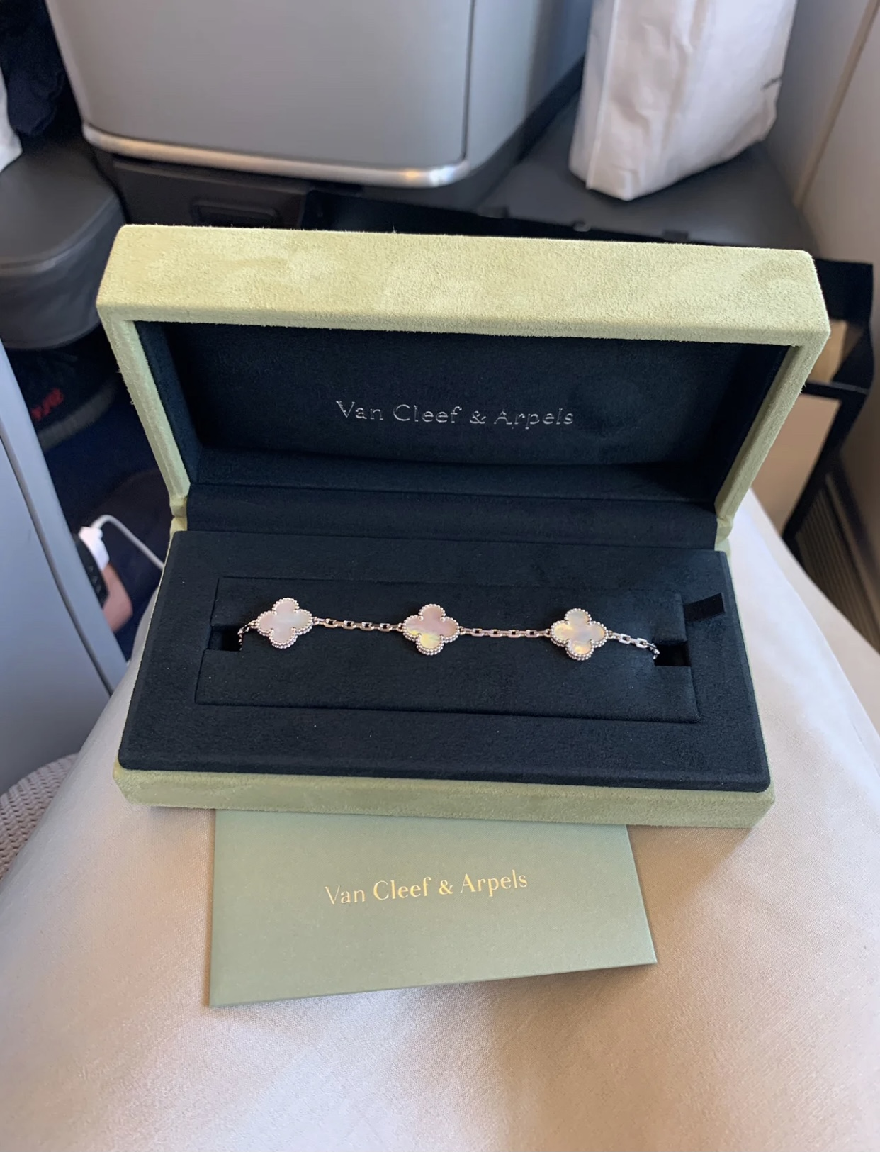 VCA Silver White Clover Vintage Alhambra Bracelet, 5 Motifs - Original Replica Club