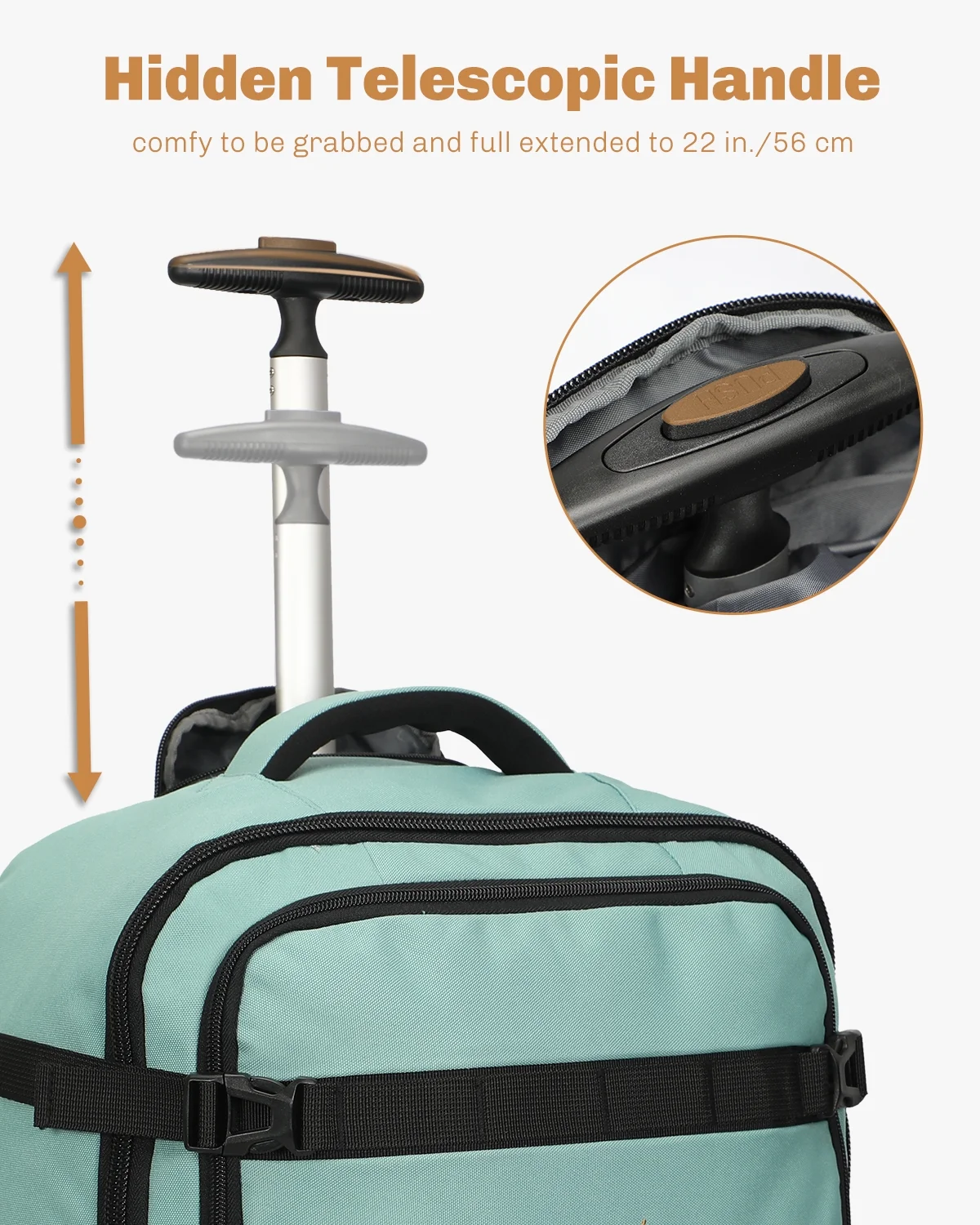 Hynes Eagle 22" Hybrid Carry-On Luggage, Softside Rolling Backpack, Grey - Image 35