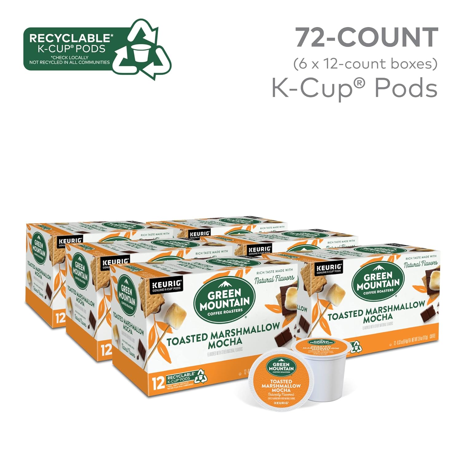 Green Mountain Coffee Roasters Seasonal Selections Toasted Marshmallow Mocha. 72 Count (6 Packs of 12)