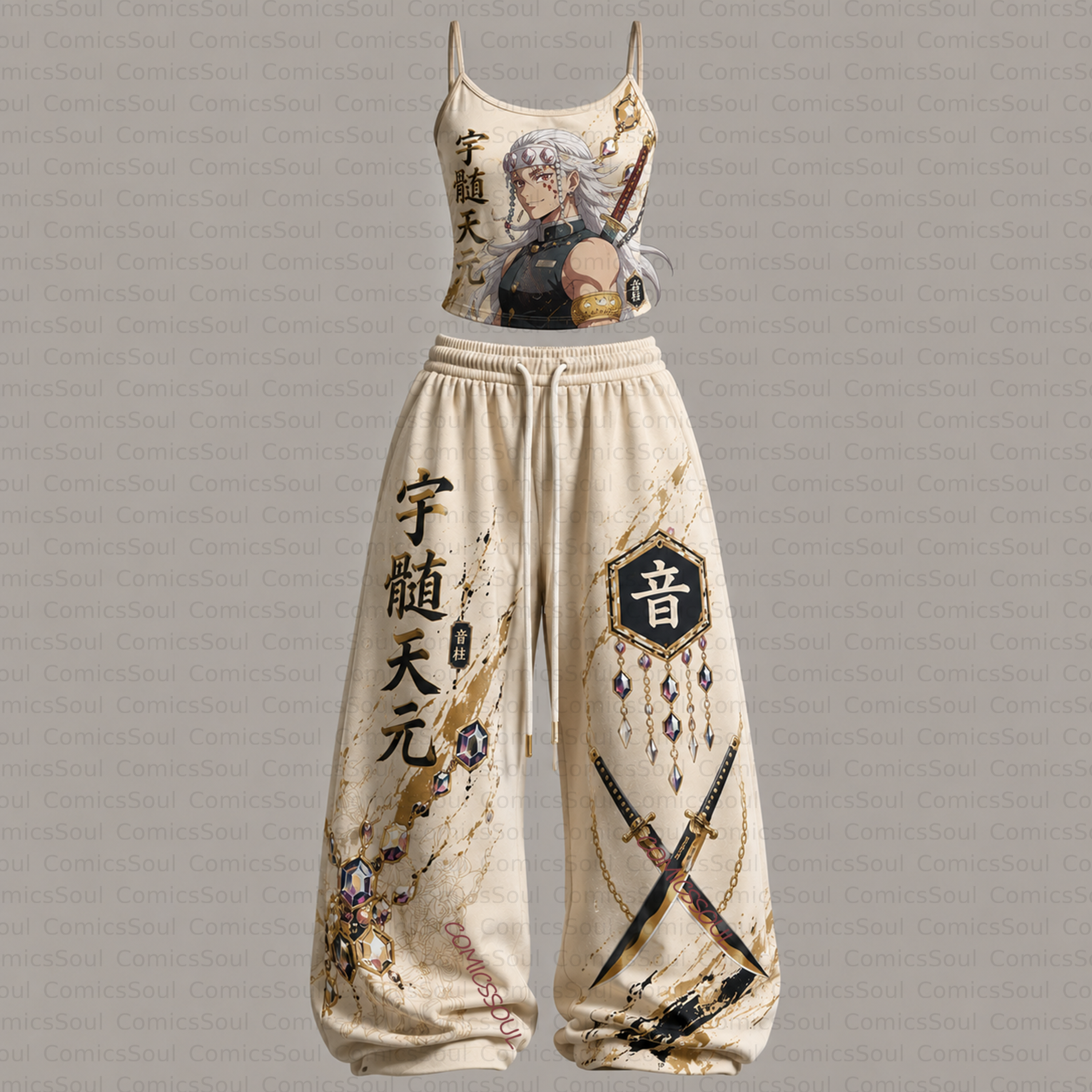 Demon Slayer Top & Elasticated Trousers Two-Piece Set