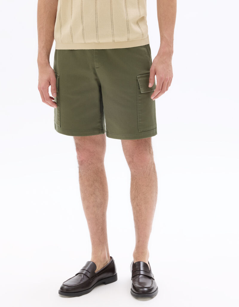 Stretch Cotton Cargo Shorts - Beige