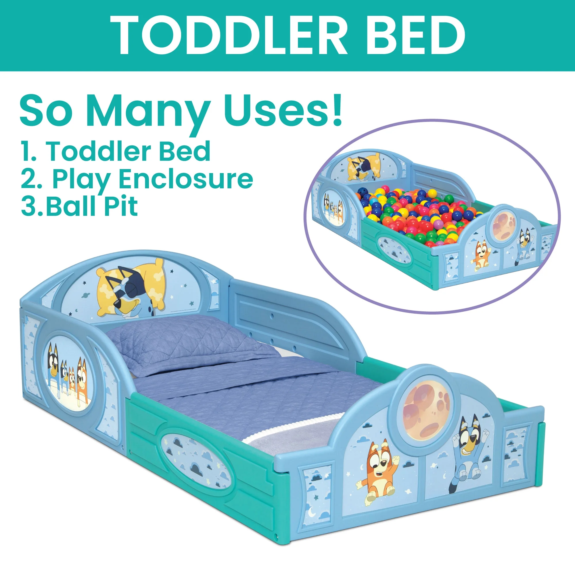 Bluey 3-Piece Toddler Bedroom Set by Delta Children, Blue - Image 4