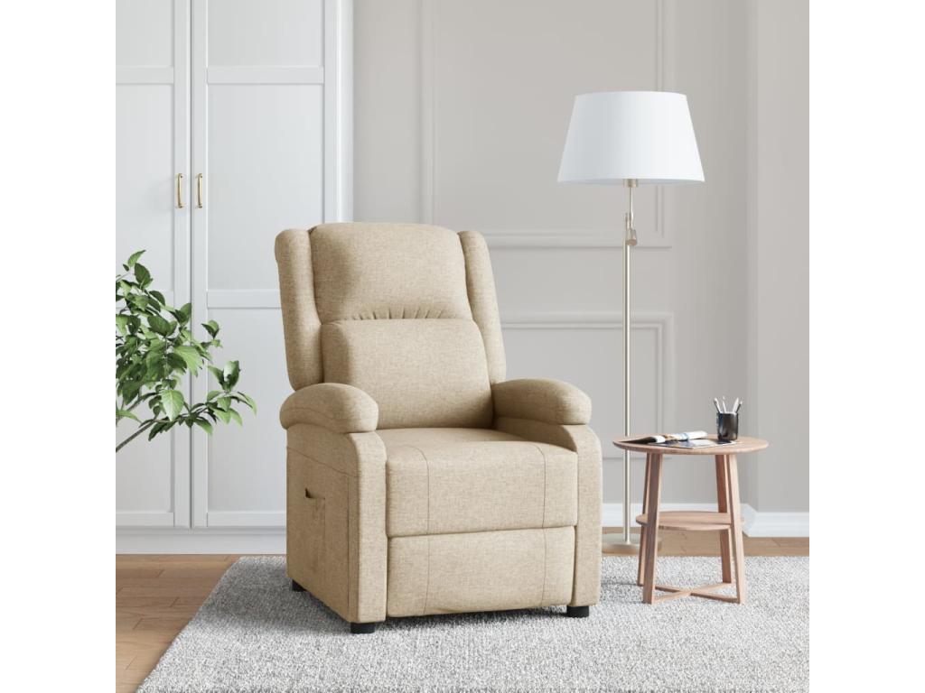 Sillón reclinable de tela crema