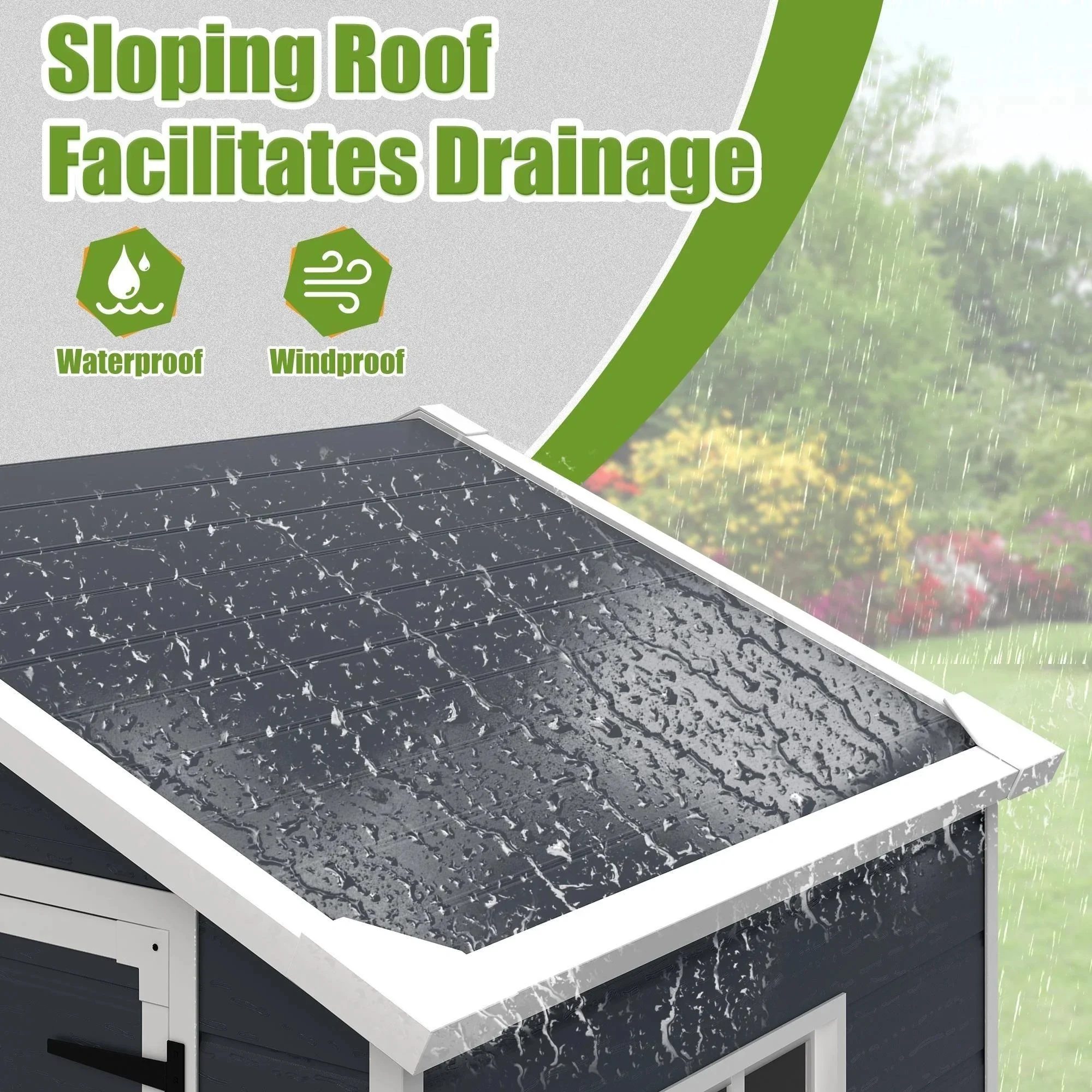 Enyopro 306Gal Outdoor Storage Shed, Horizontal Resin Shed, Resistant Tool Plastic Shed for Storage of Bike/Garbage Cans/Garden Tools/Lawn Mowers - Image 13