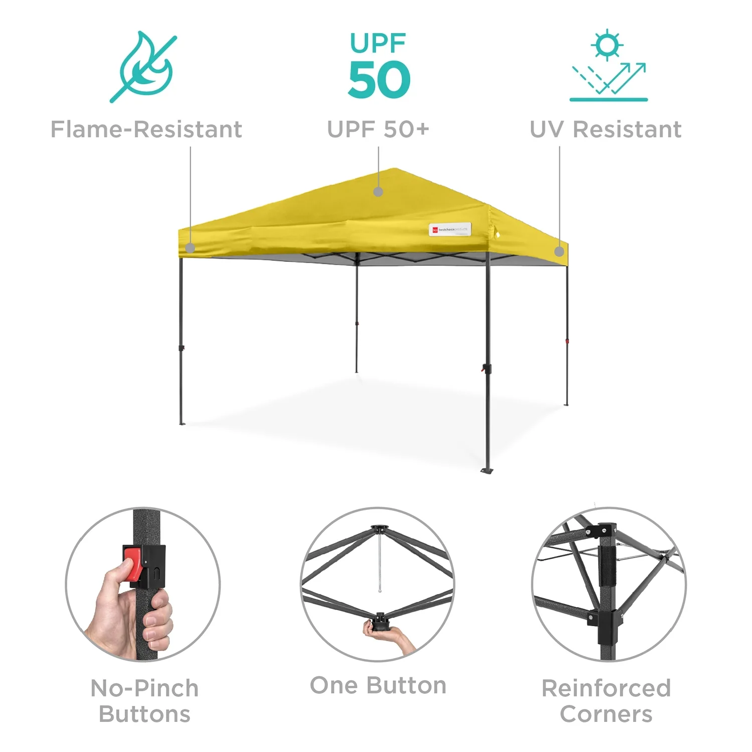 Best Choice Products 12x12ft Easy Setup Pop Up Canopy w/ 1-Button Setup, Wheeled Case, 4 Weight Bags - Navy Blue - Image 169
