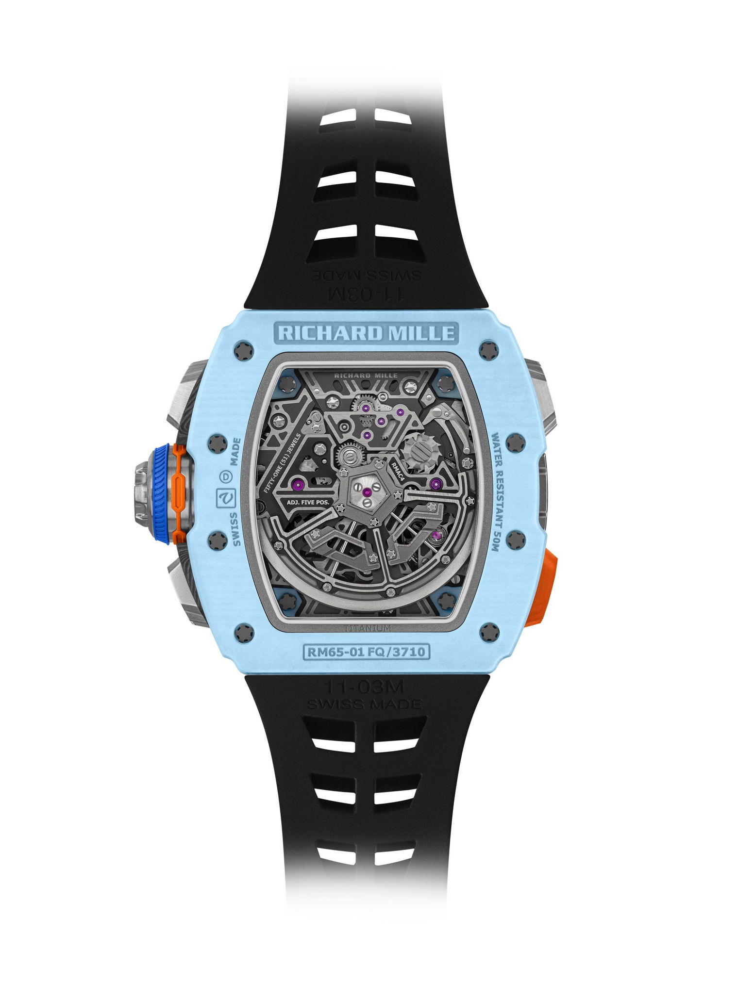 Superclone Richard Mille 65-01 Automatic Split-Seconds Chronograph Pastek Blue Quartz TPT®