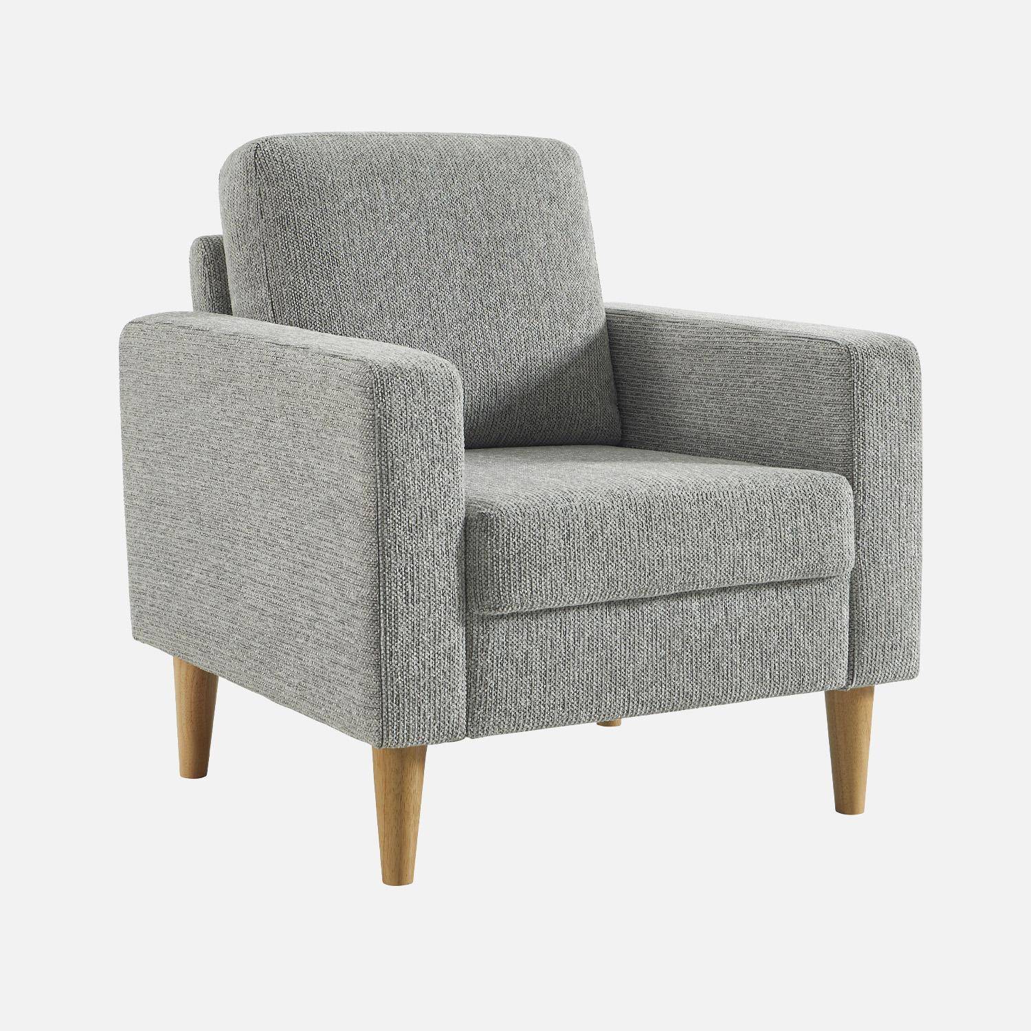 Bjorn chenilla - Sillón de madera de hevea y tela de chenilla
