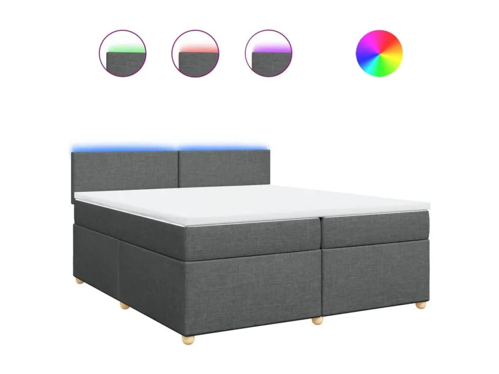 Cama box spring con colchón tela gris oscuro 200x200 cm xep3522100