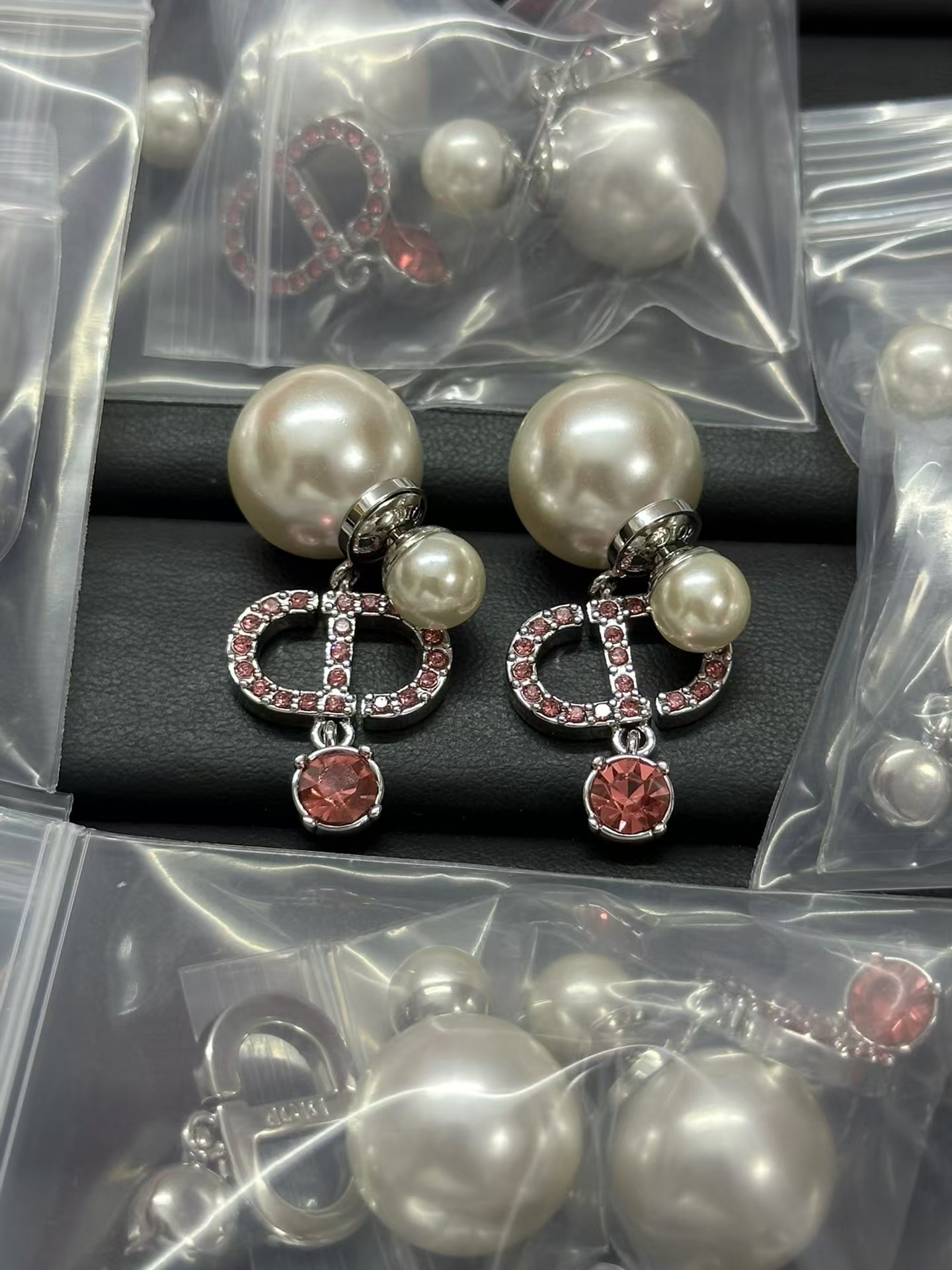 Dior Diamond CD Drop Pearl Earrings - Original Replica Club