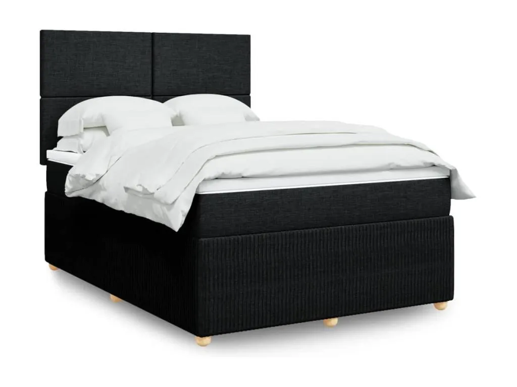 Cama box spring con colchón tela negro 140x200 cm mwx3519518