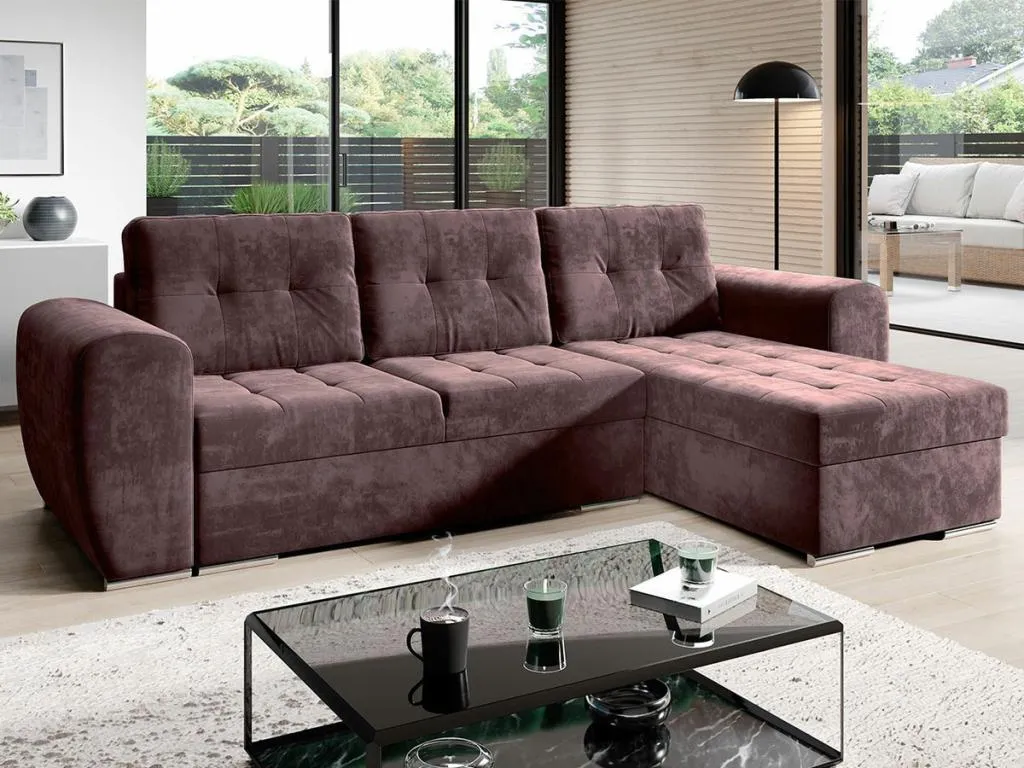 Sofá rinconero Casabellaes 109 Púrpura Función de descanso Caja de ropa de cama 256x157cm UTMR73874