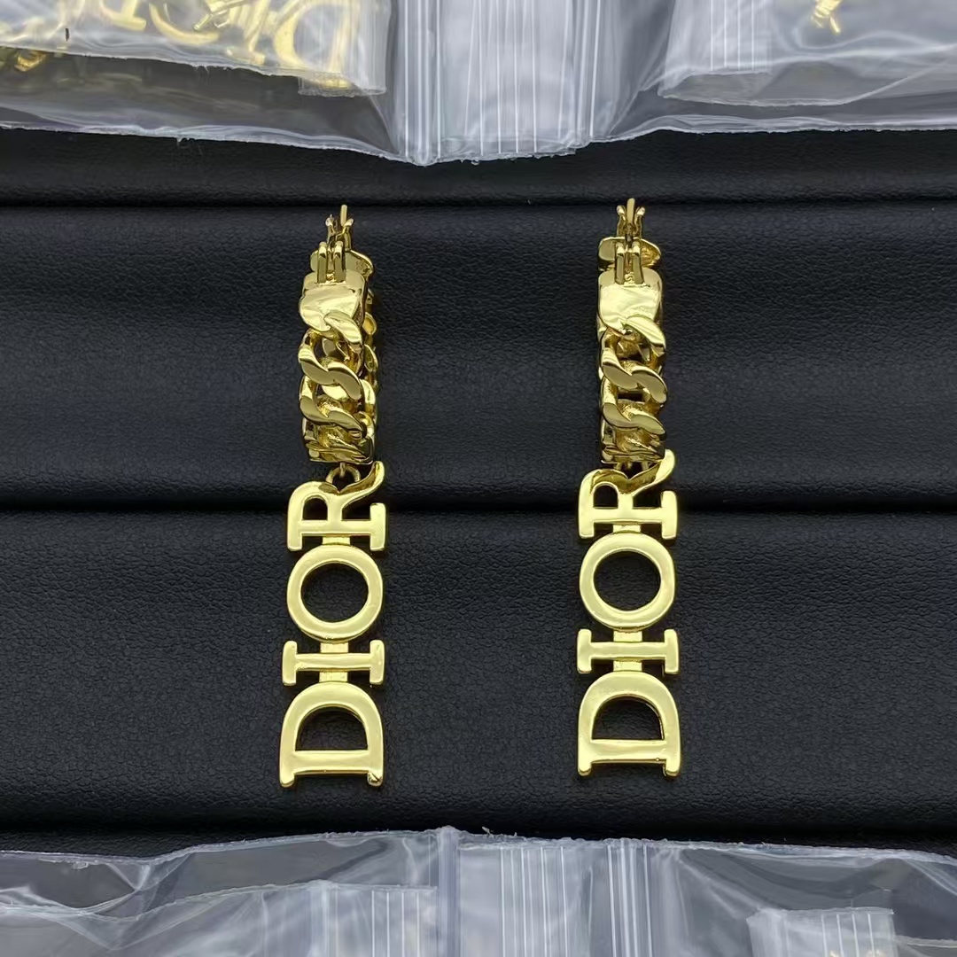 Dior Dangle Hoop Chain Earrings - Original Replica Club