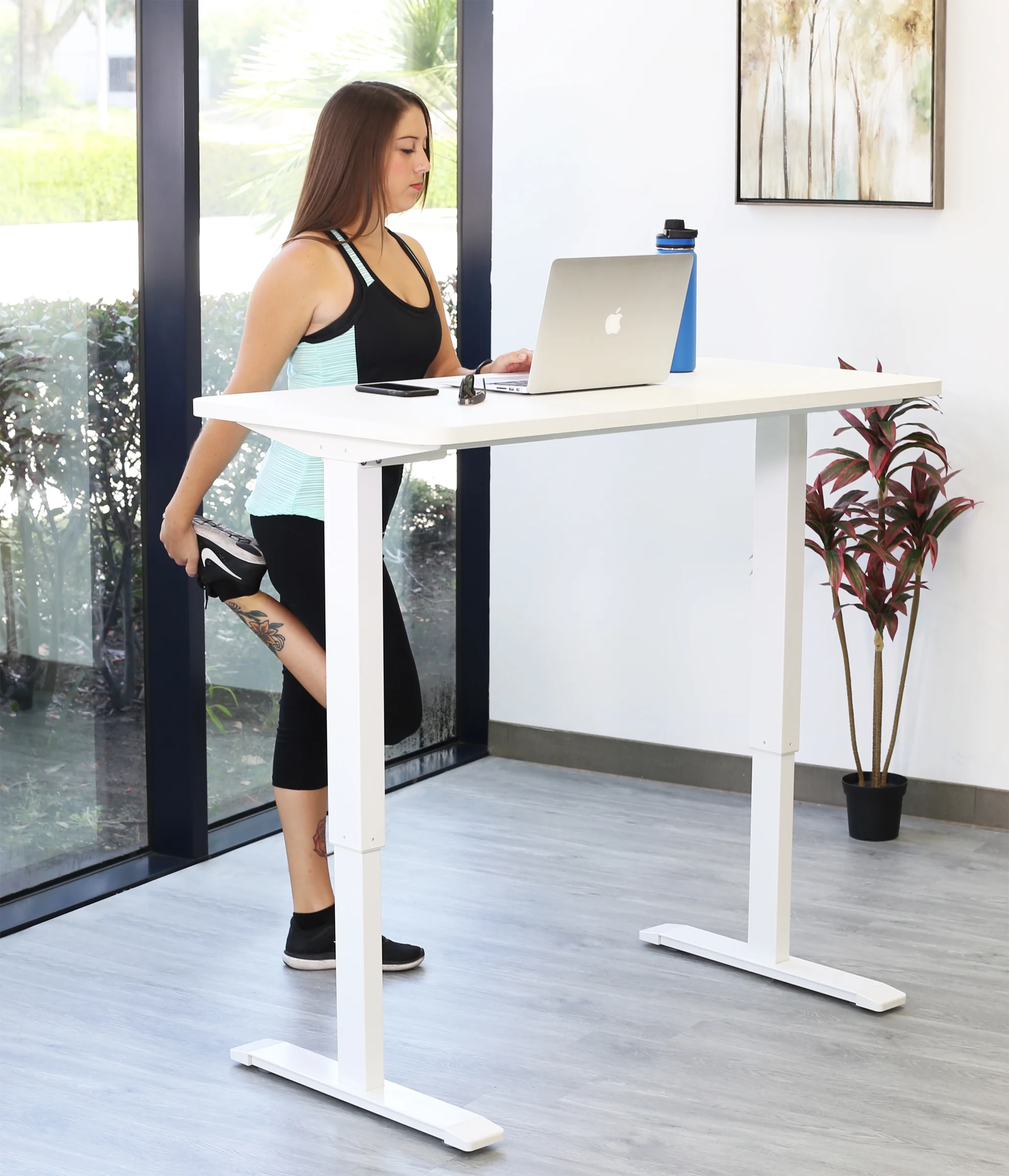 Motionwise Black Electric Height Adjustable Standing Desk, 24?x48", Height Adjustable 28"-48" with 4 pre-set height adjustments and USB Charge Port, Multiple Colors - Image 11