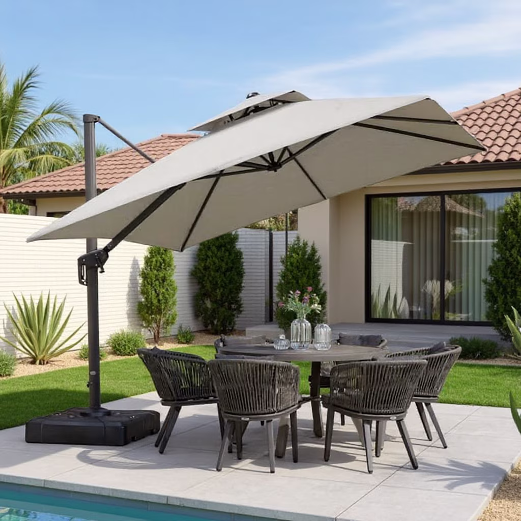 PURPLE LEAF Outdoor Cantilever Umbrella 10' X 13' Rectangle Umbrella Large Patio Umbrella Windproof Heavy Duty Hanging Offset Umbrella for Garden Outdoor Pool, Dark Grey - Image 9