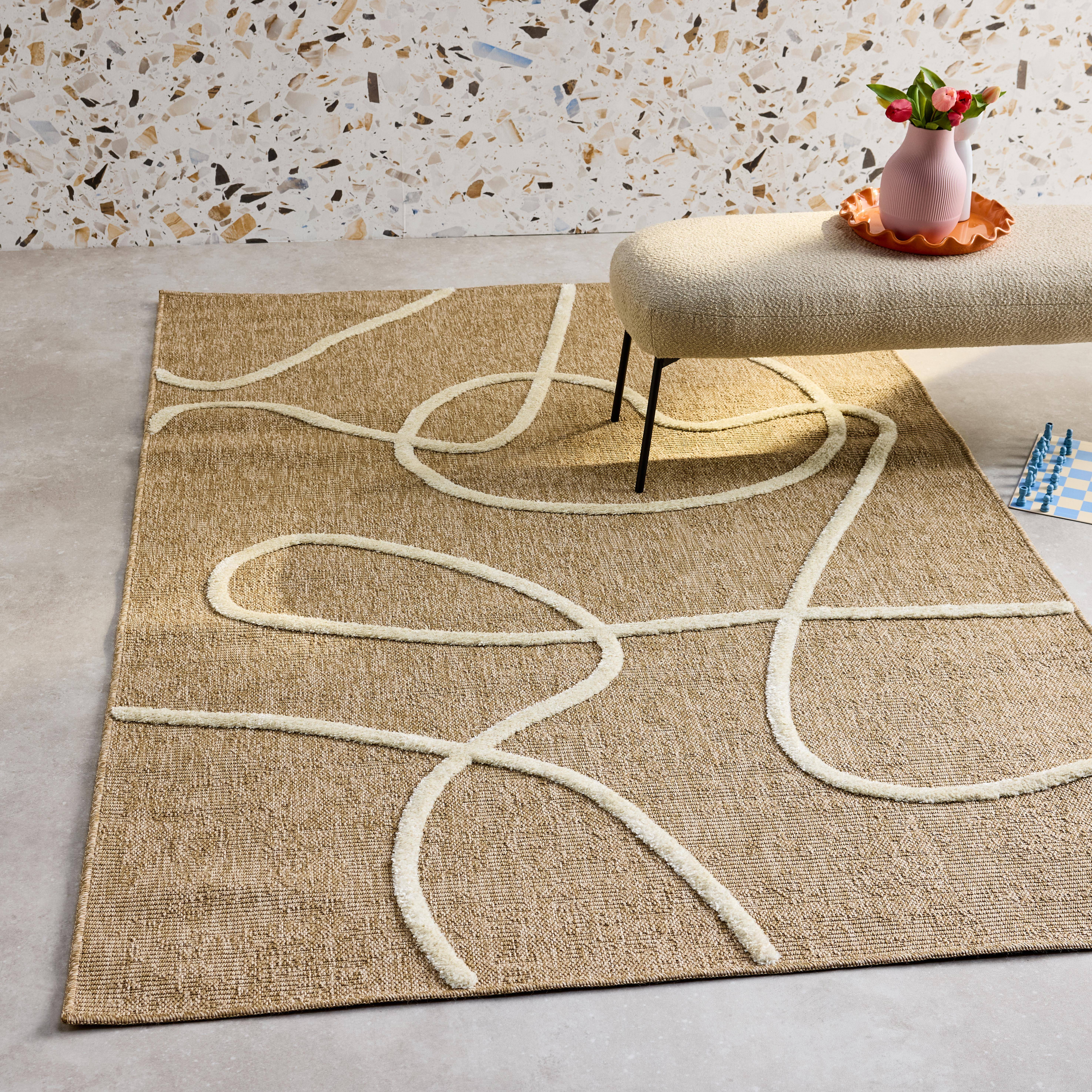 Thomas - Alfombra interior efecto yute en relieve blanco