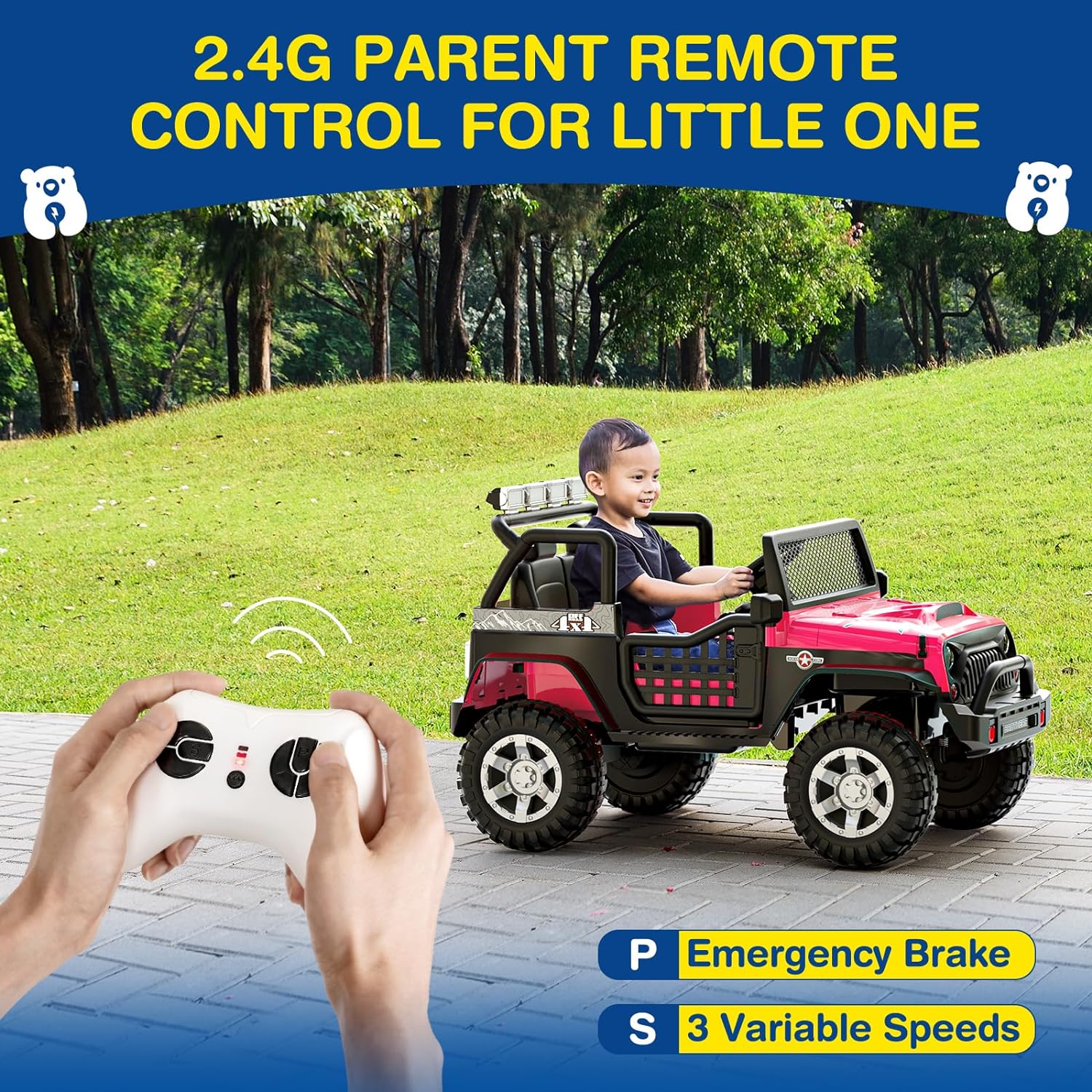 L8 Ride On Car 2 Seater 12V Kids Electric Car Remote Control 4-Wheel Suspension Bluetooth Speaker