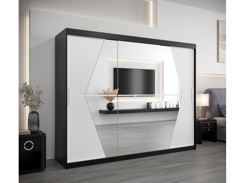Armario Nestliq de puertas correderas 200/250/62 3 puertas negro/blanco