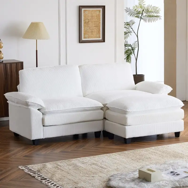 Chenille Two-Seater Sofa with Footstool - 2+1 Indoor Double Bag, Dimensions: 217*141*85