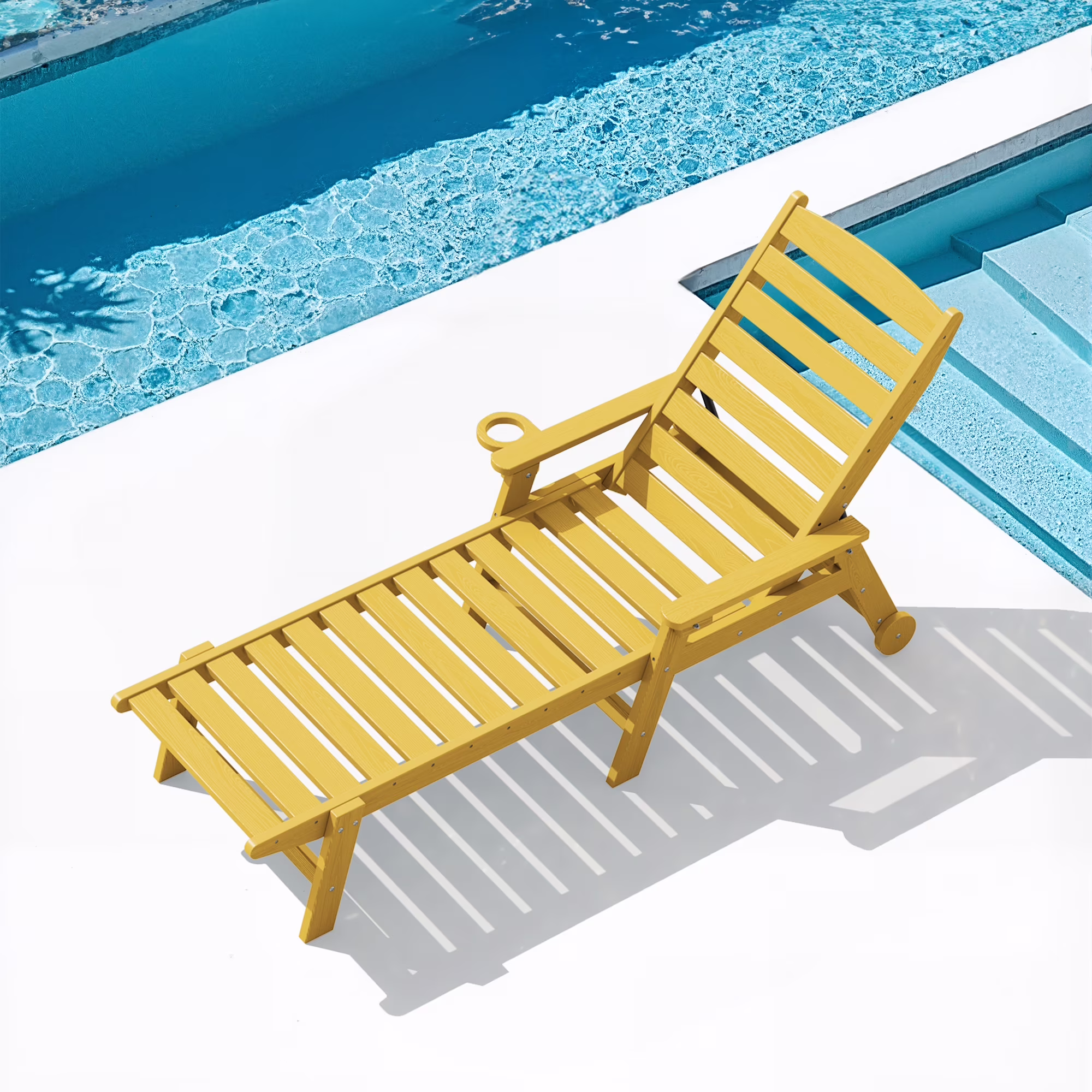 SERWALL Patio Chaise Lounge Chair, 78'' HDPE Outdoor Lounge Chair 5 Positions Pool Lounger Navy Blue - Image 9