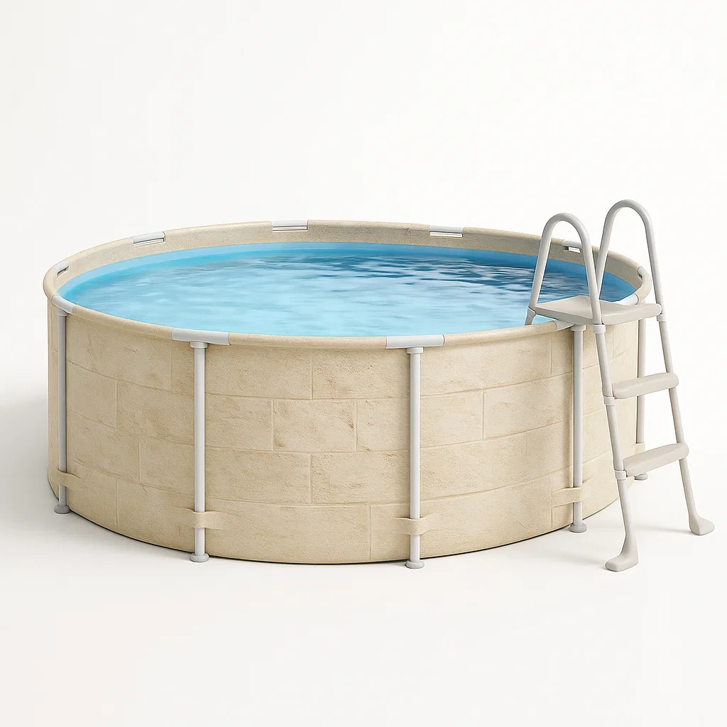 Piscina tubular redonda 358x98 cm color beige con filtro y escalera wfpgIcL259dK