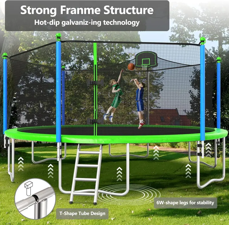 Trampoline With Enclosure Net And Adjustable Basketball Hoop - 8ft, 10ft, 12ft, 14ft, 15ft, 16ft - Image 65 Trampoline With Enclosure Net And Adjustable Basketball Hoop - 8ft, 10ft, 12ft, 14ft, 15ft, 16ft - Image 65