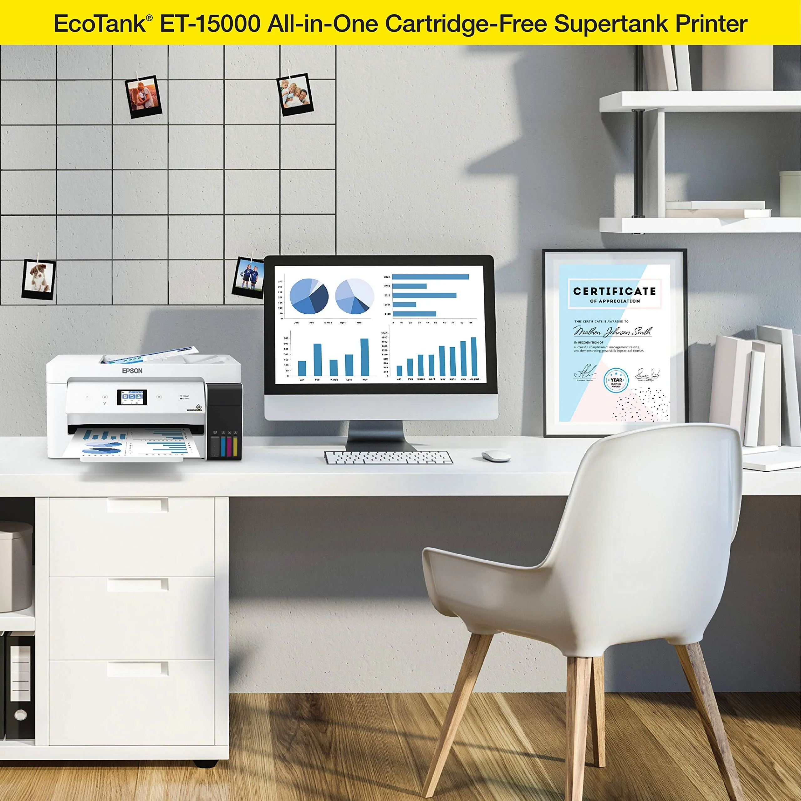Epson EcoTank Wireless Color All-In-One Supertank Printer With Scanner, Copier, Fax And Ethernet - ET-15000 - Image 2 Epson EcoTank Wireless Color All-In-One Supertank Printer With Scanner, Copier, Fax And Ethernet - ET-15000 - Image 2