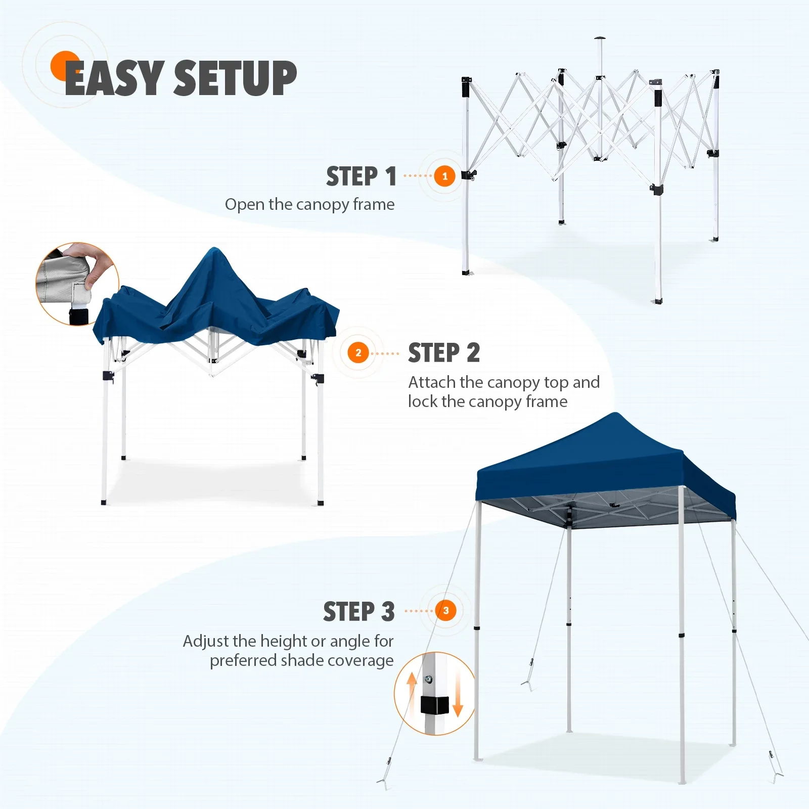 EAGLE PEAK 5x5 Pop up Canopy Tent Instant Outdoor Canopy Easy Set - up Straight Leg Folding Shelter（blue）