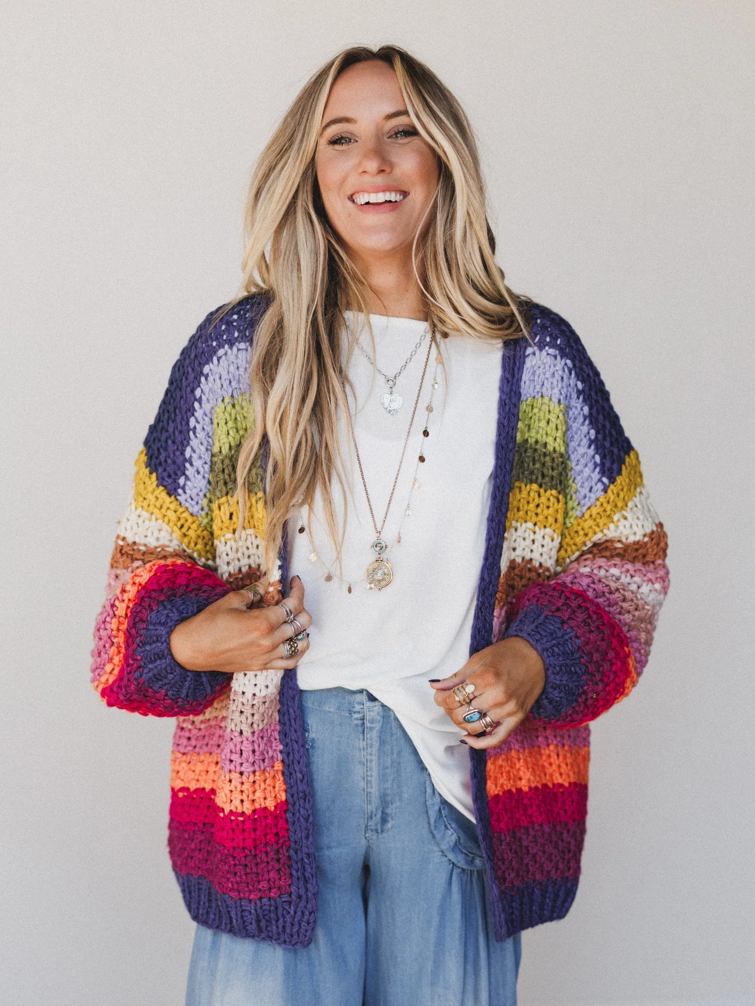 Wrapped up in Color Knit Cardigan - Rainbow