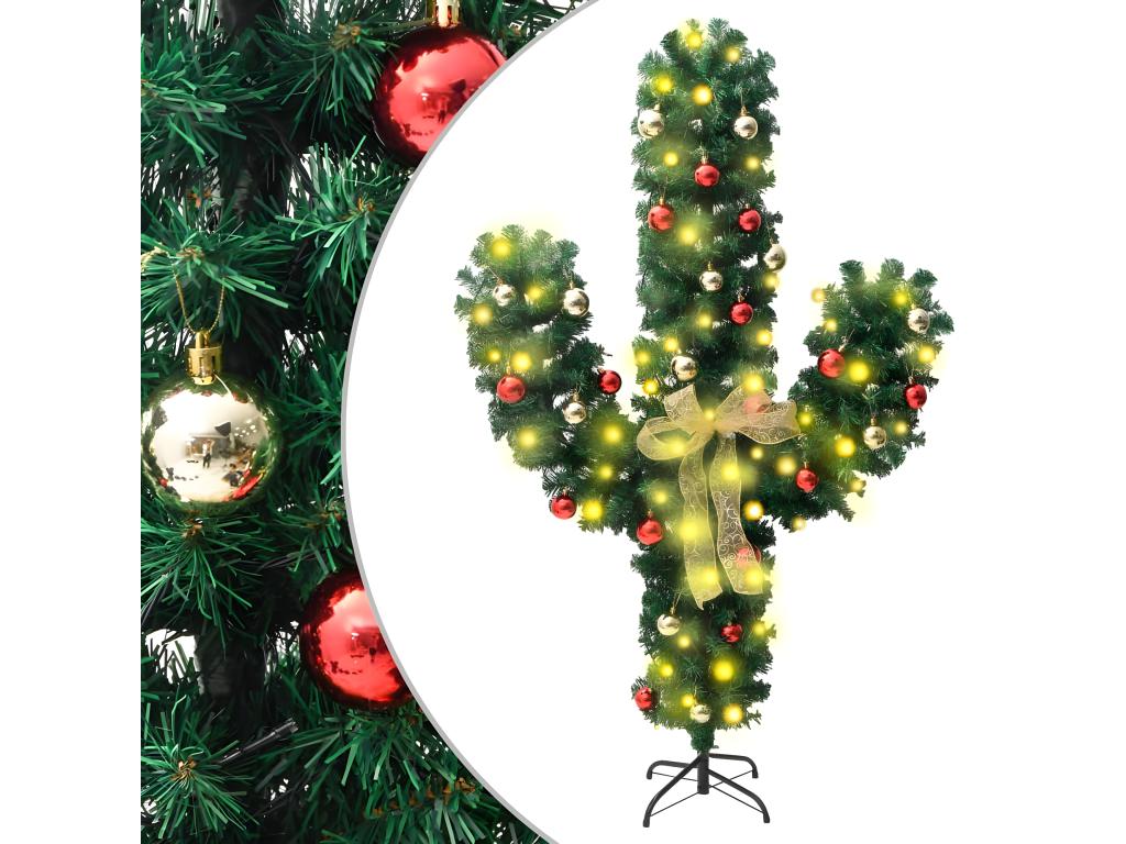 Cactus de Navidad con soporte y LED Verde 180 cm PVC