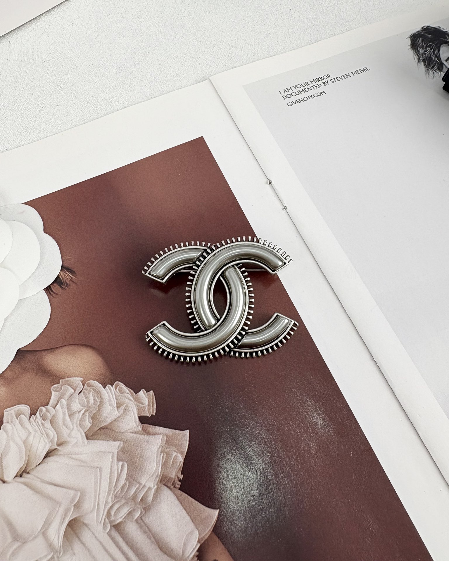 Chanel Vintage Gray CC Brooch - Original Replica Club